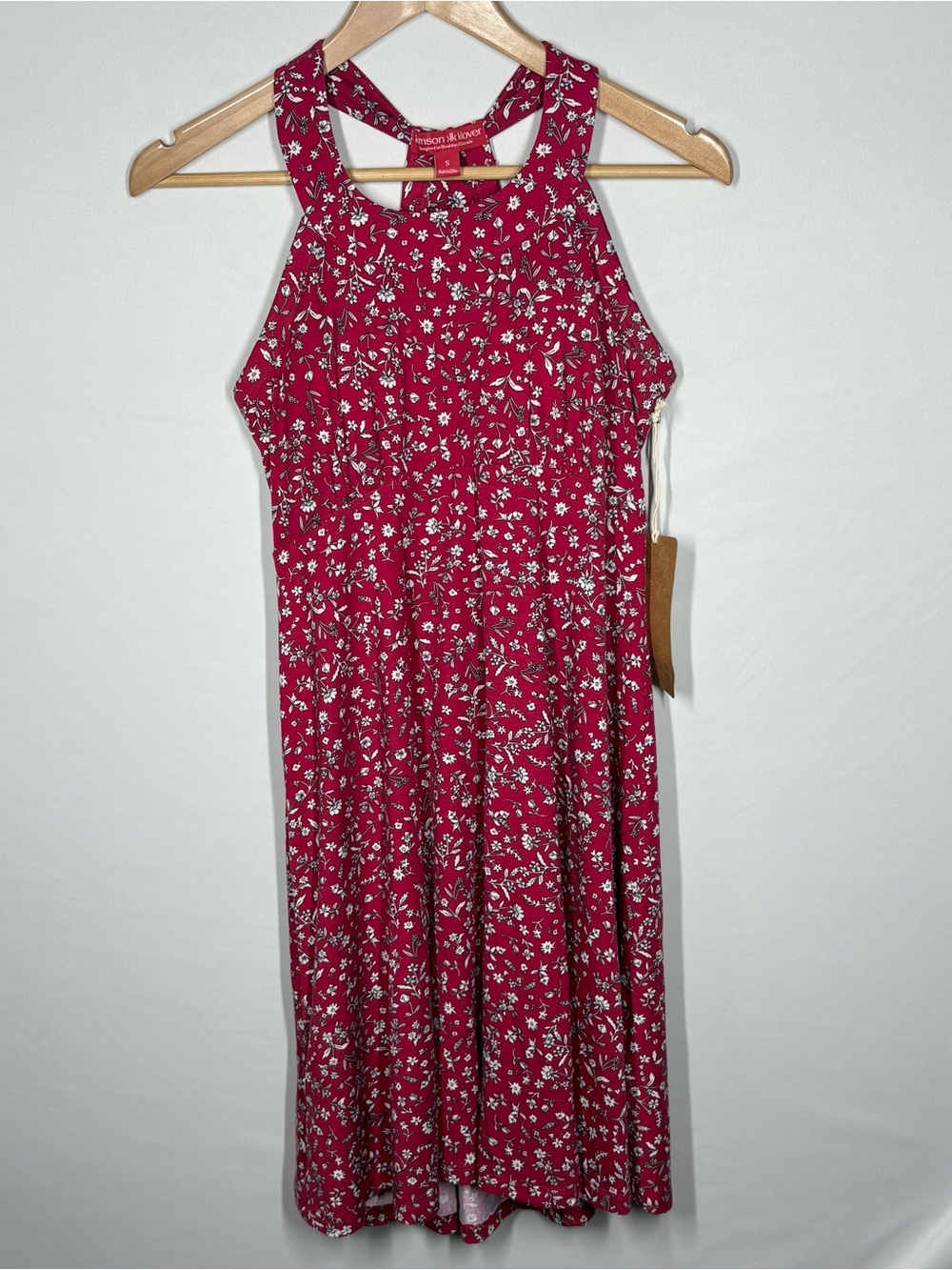 NWT Krimson Klover Racerback Dress in Red & White Floral. Halter Style. Small
